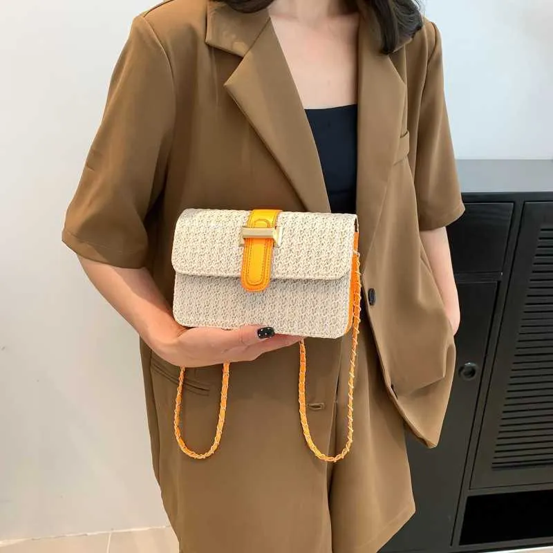 Daily Wear Beach Bags Grass Woven Bag For Women's Summer Trend Fashionable and Simple Liten Fresh One Shoulder Crossbody