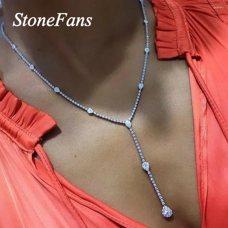 Chains Stonefans Fashion Long Tassel Necklace Rhinestone Chain Choker For Women Statement Chunky Y Crystal Jewelry