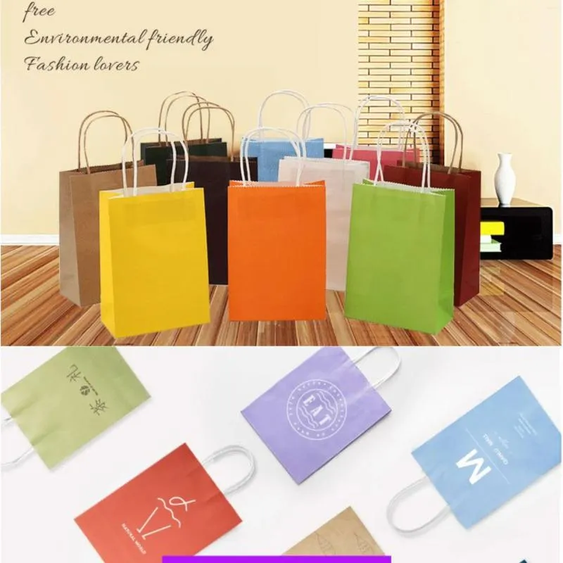Storage Bags Environmentally Friendly Paper Portable Shopping Kraft Customized Logo Printing