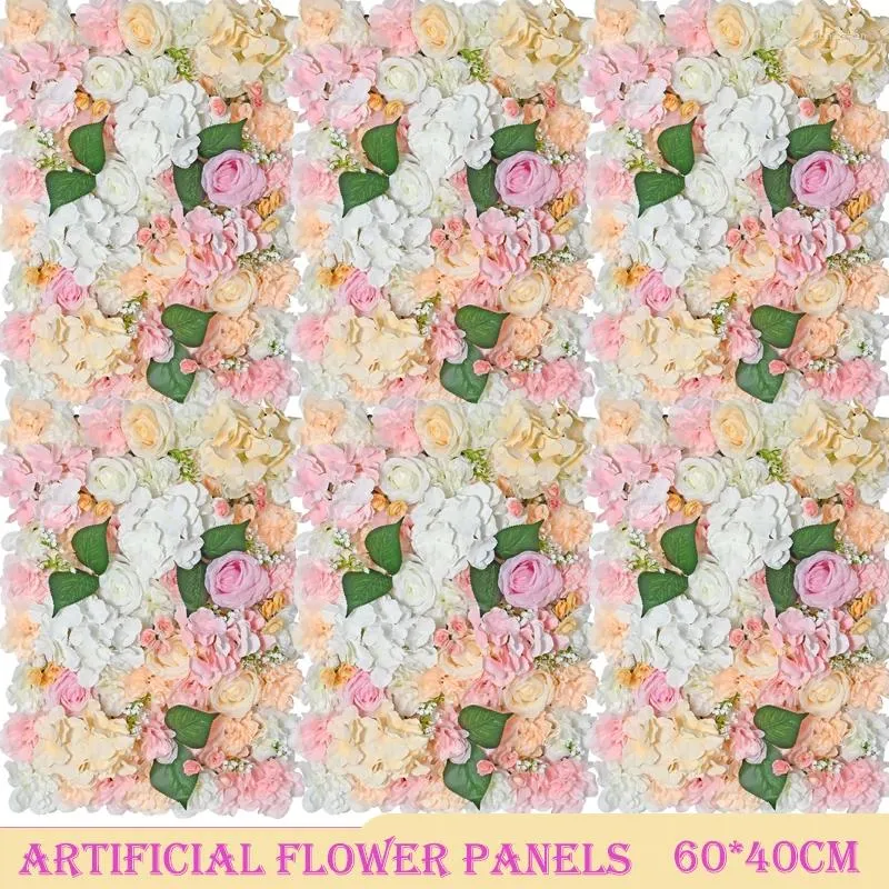 Dekorative Blumen künstliche Blumenwandmatte 60x40 cm gefälschte Panel für Wohnzimmer Party Hochzeit Kulisse Dekor Geburtstagdekoration
