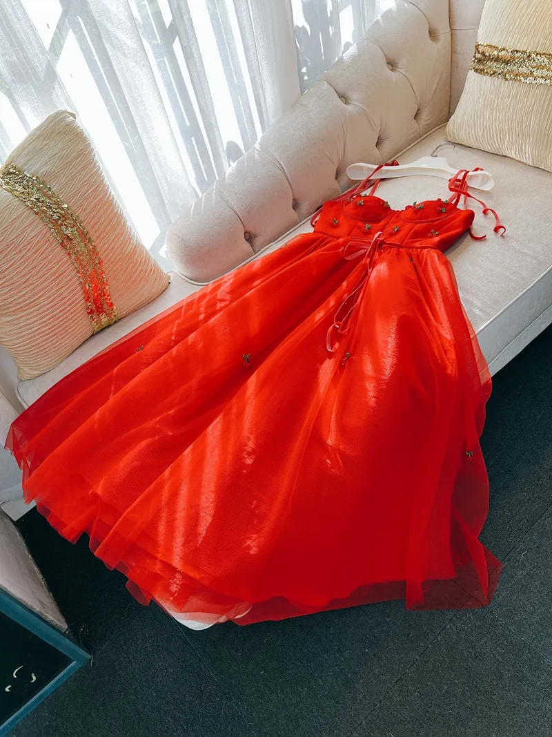 Red Cherry Beaded Tulle Midi Dress with Sweetheart Collar and Spaghetti Straps for Summer Casual Wear from Dhgate Basic & Casual Dresses - price 104.08 Red Cherry Beaded Tulle Midi Dress with Sweetheart Collar and Spaghetti Straps for Summer Casual Wear from Dhgate Basic & Casual Dresses - price 104.08