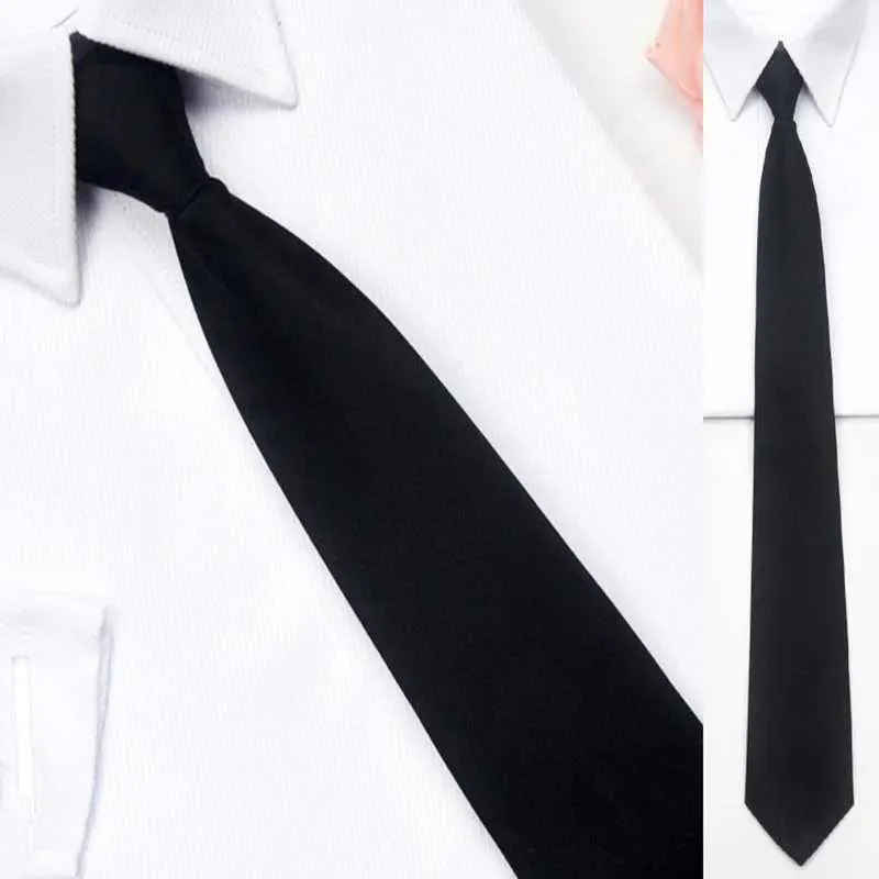 Neck Ties Black Simple Clip Tie Safety Tie Door Butler Matte Funeral Tie Male and Female StudentsC420407