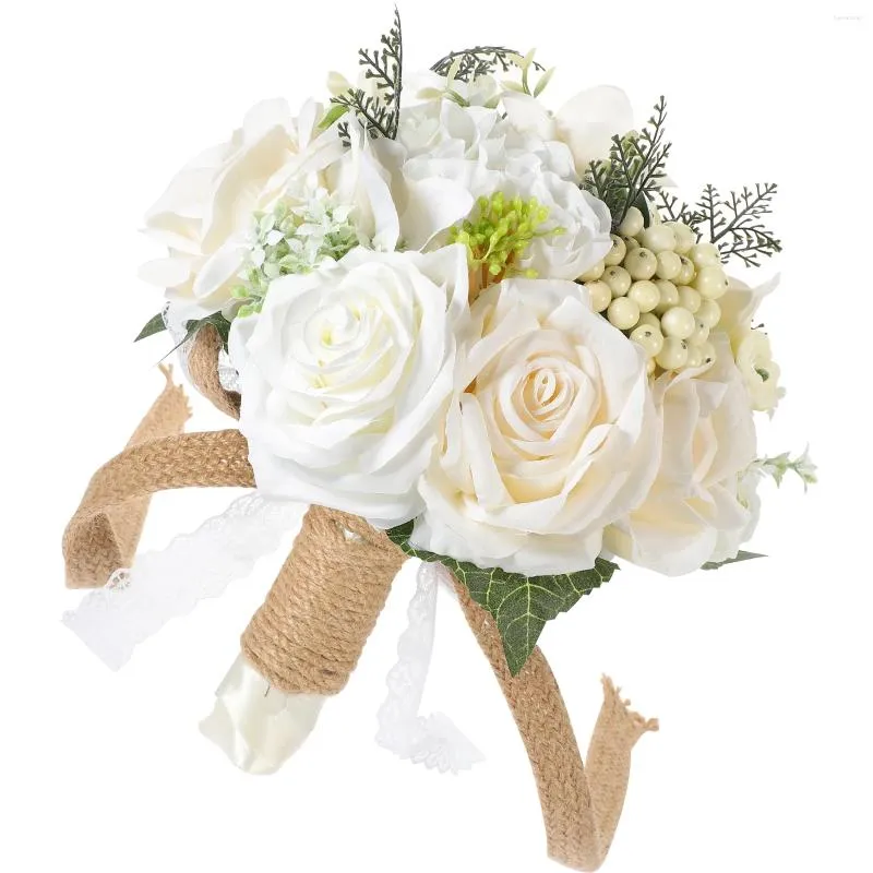 Decorative Flowers Real Looking Artificial Bride Bouquet Wedding Bouquets Ramo Flores Artificiales Bridal Silk