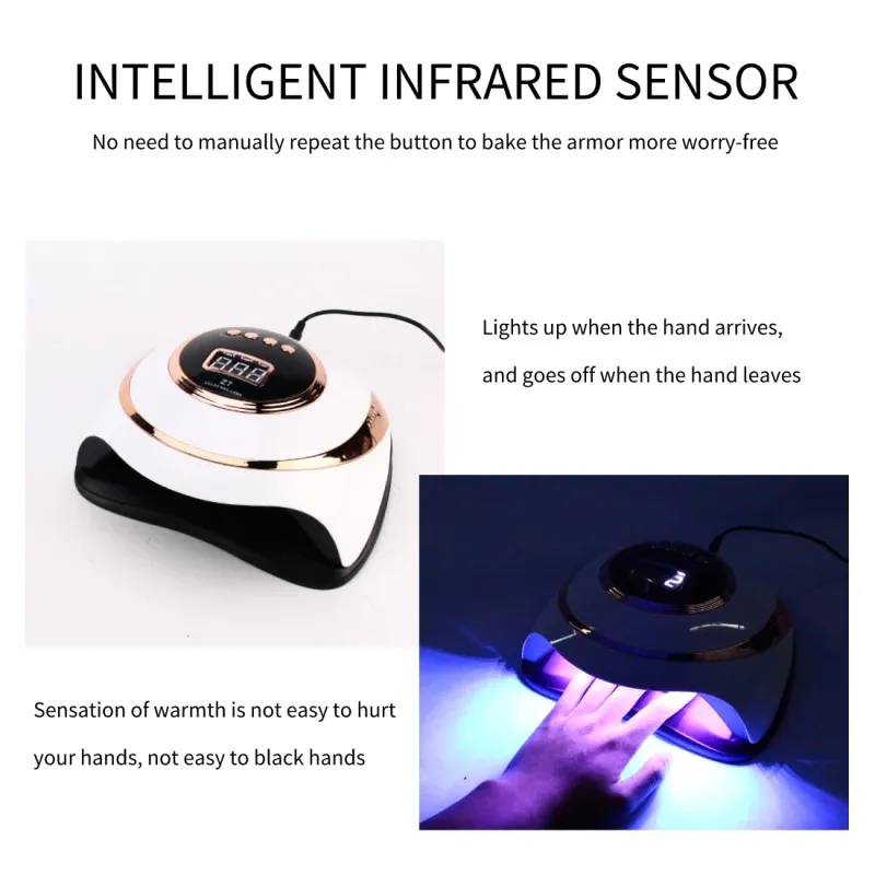 Klänningar nagelkonstlampa 180W UV LED Dry Nail Lamp Nail Art Dryer Gel Nail Polish Smart Sensor Phototerapy Lamp Auto Sensor Nail Tools Tools