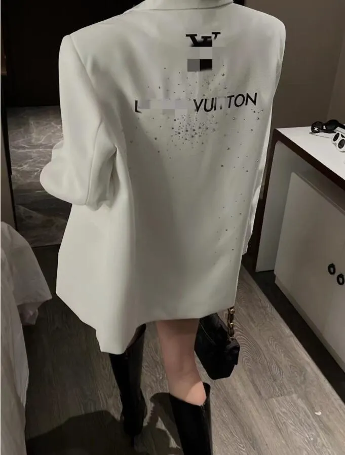 Designer women's Heavy industry hot drill Suits & Blazers luxury temperament women's shiny embroidery letters suit jacket coats