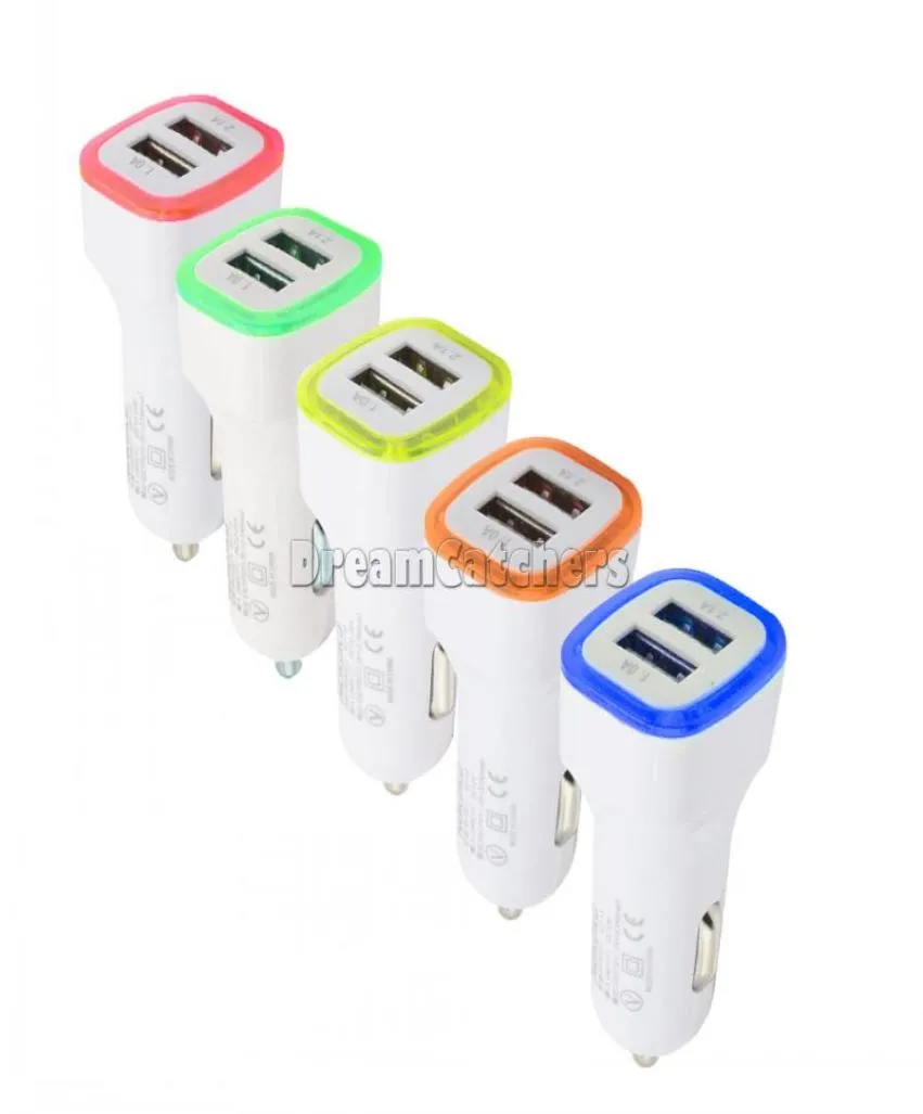 5V Adaptör Çift S7 Ports Hücre Işık Araç Şarj Cihazı Samsung LG 21A iPhone Telefon LED HTC Universal USB GTFPK9509524