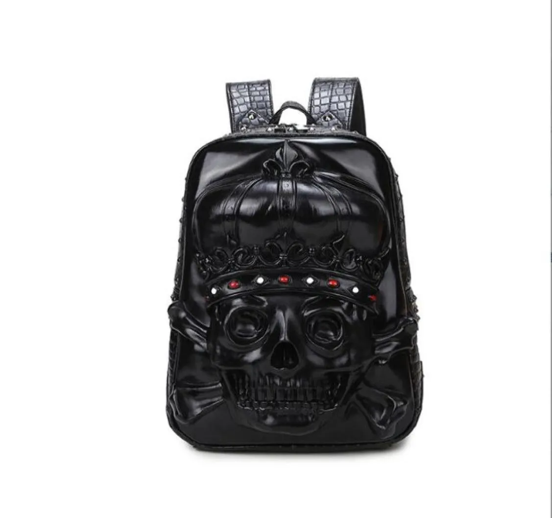 Mode Männer und Frauen Rucksack 3D -Schädel Head Niet Rucksack Stylish Travel Bag7327496