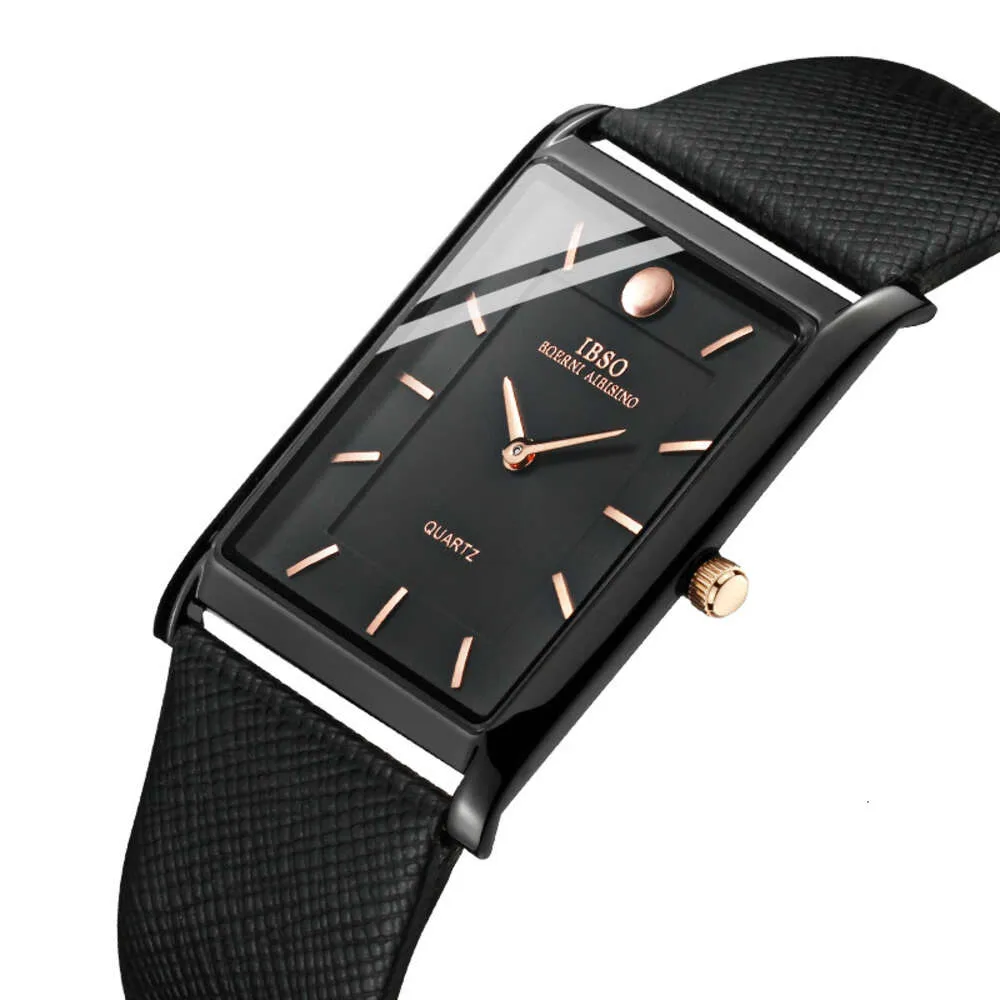 IBSO 2021 Ultra Thin New Square Waterproof Casual Simple Men's Atmospheric True Belt Watch