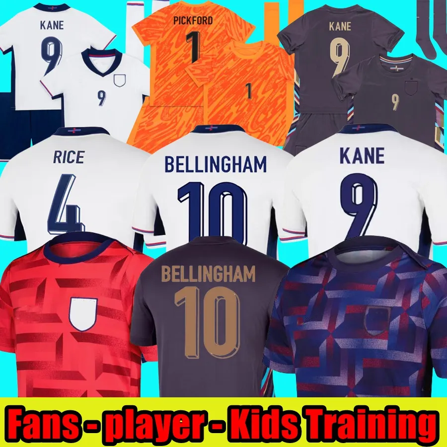 2024 Englands Soccer Jersey, Saka Foden Bellingham Rashford Grealish 24 25 National Team Home Away Kane Football Shirt Kit Red White Purple målvakt Män barn set