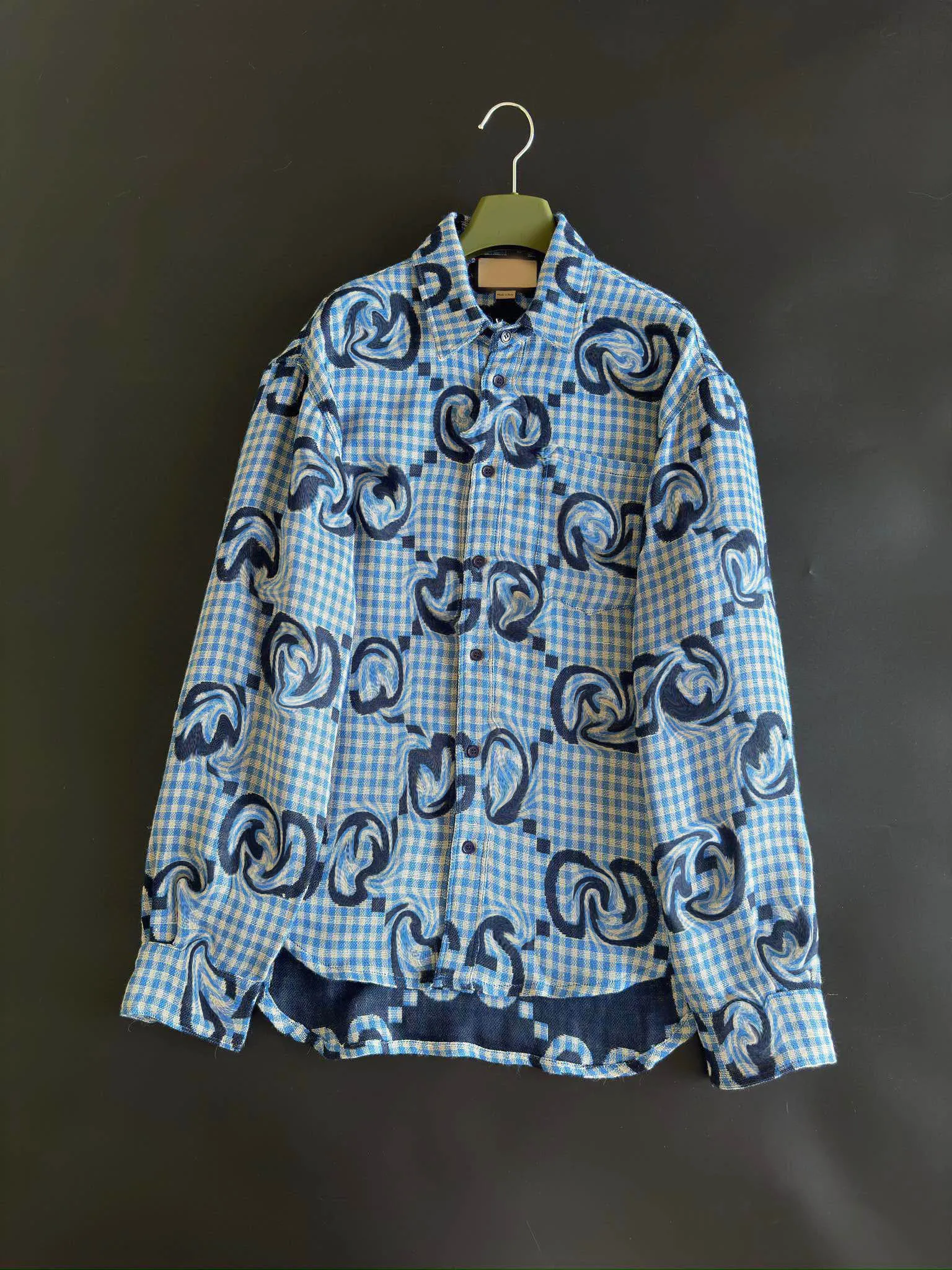 Mody damskiej niebieska bluzka haftowa swoboda Top Top 2024 Single Beded Lose Long Rleeve Tink Down Neck Long Shirt