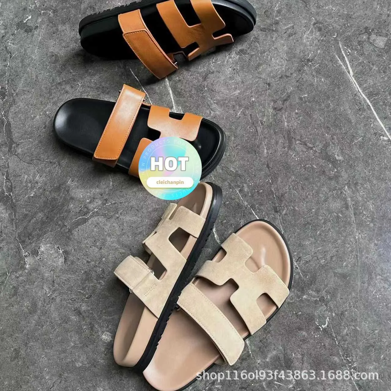 2024 Summer Designer Brookstone Slippers For Women And Men Genuine Leather Fashion With Thick