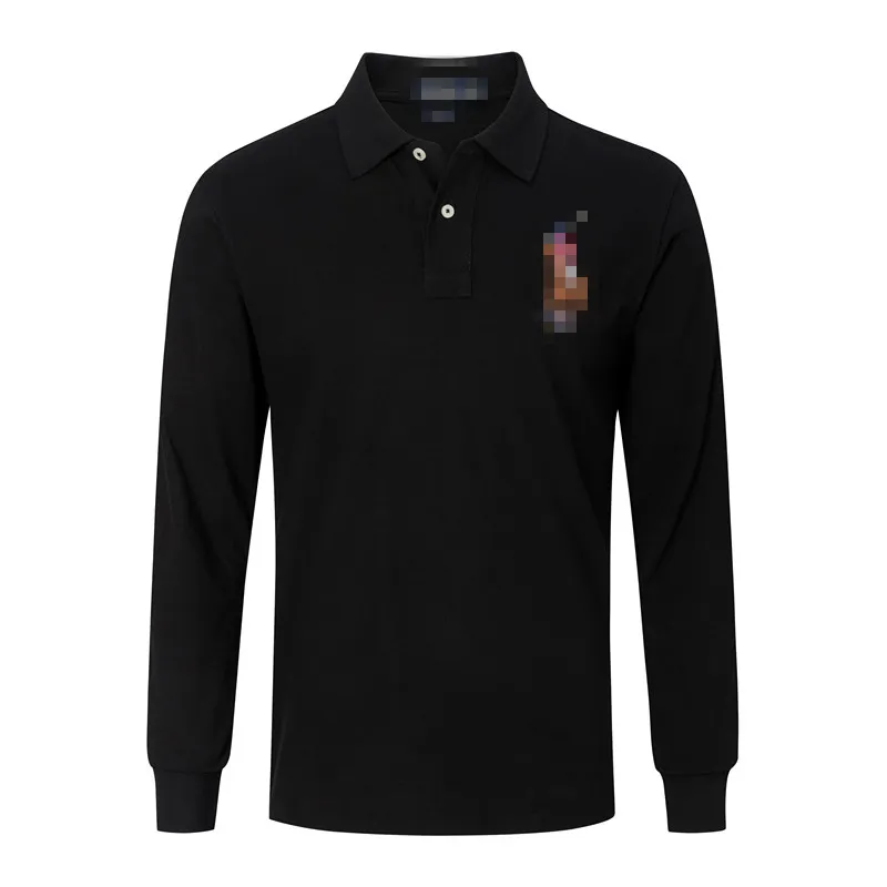 Chemise de marque de polos haut de gamme masculine, chemise de couleurs solides haut de gamme à manches longues à manches longues à manches longues à manches longues, à revers, couleur décontractée de couleur unie pour hommes