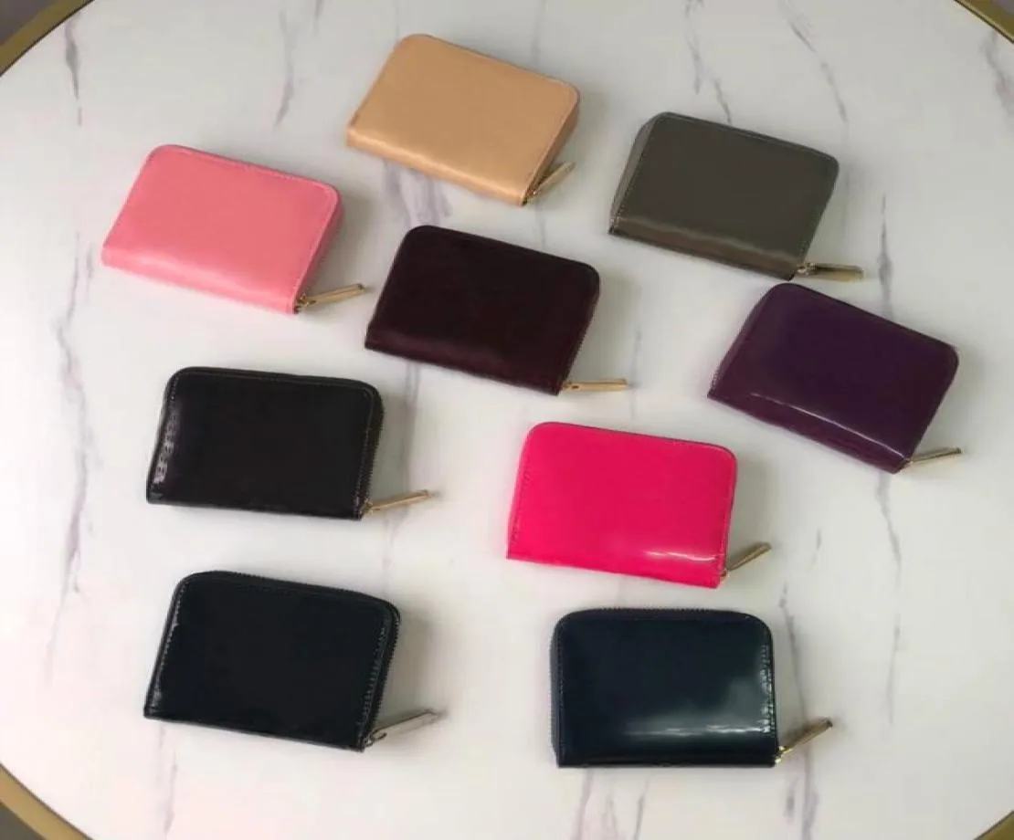 Top Quality Fashion Patent Leather Short Wallet For Lady Shinny Leather Card Holder Coin Purse Wallet Women Wallet Classic Zipper 1547028
