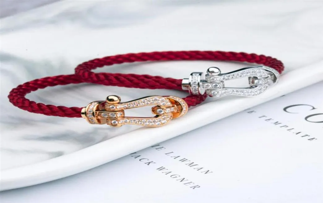 Ushaped Hand Rope Guan Xiaotong dezelfde S925 zilveren grote hoefijzemanchetgesp bij lederen armband voor mannen en vrouwen62729967