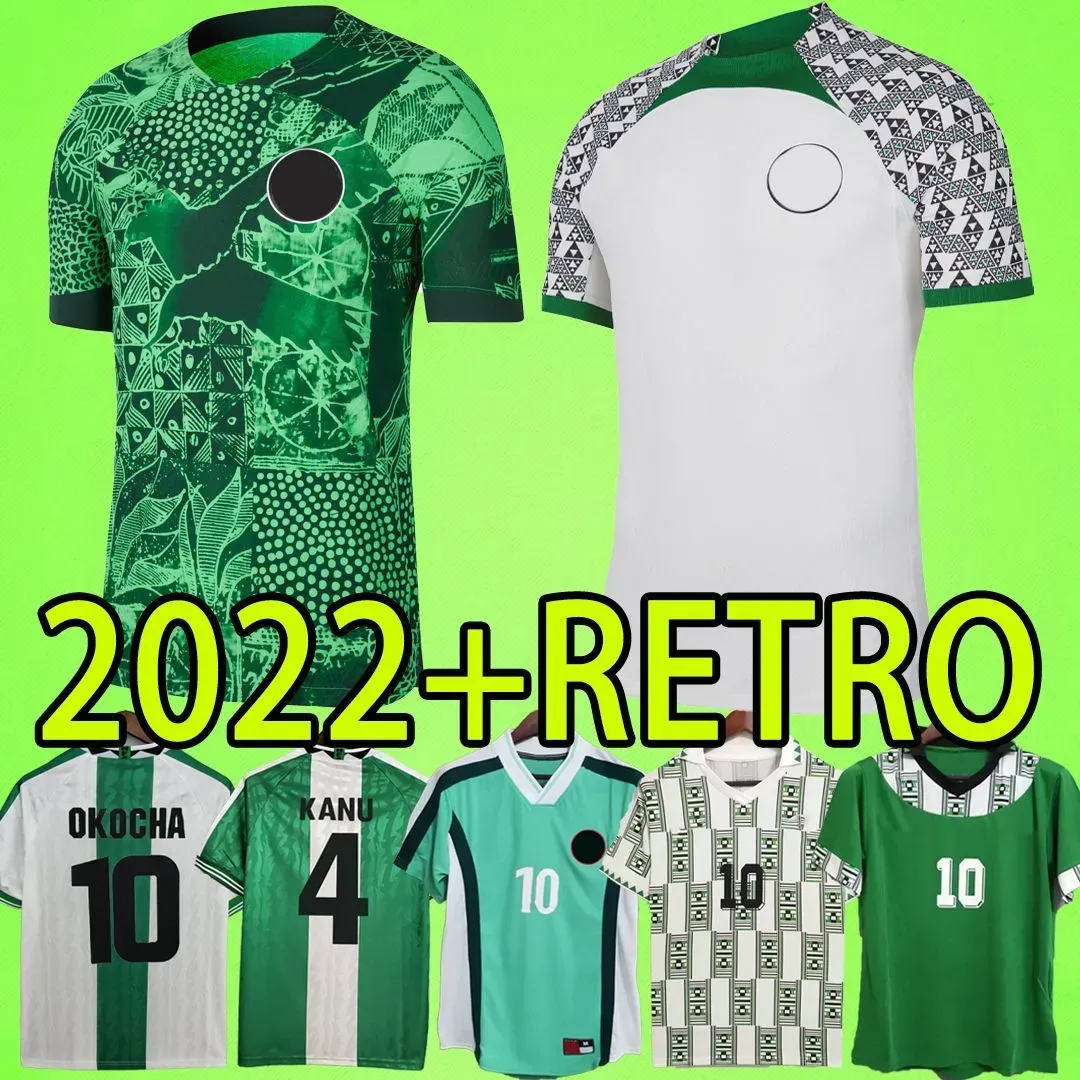 نيجيريا 2022 كرة القدم قميص 22 23 قميص كرة قدم نيجيري الرجال Kids Kit Okocha Kanu Babayaro Uche West Iheanacho Vintage Finidi 94 96 98 Uniform 1994 1996 1998 Retro Z 4.7