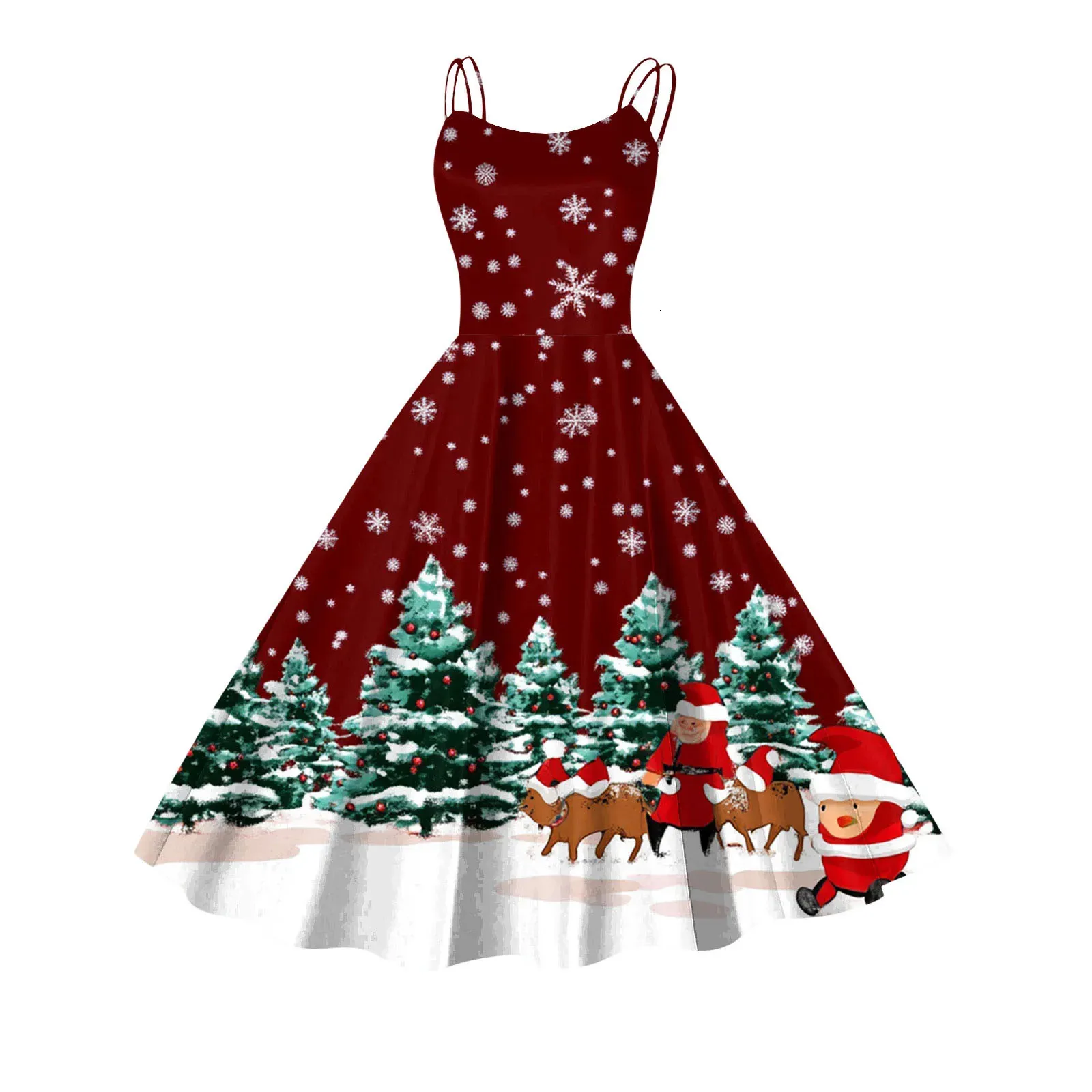 Womens Winter Christmas Flowy Dress Cute Printed Sleeveless Suspender,  Vintage Pleated Swing Hem From Leonorastore, $17.82 In Bulk | DHgate.Com