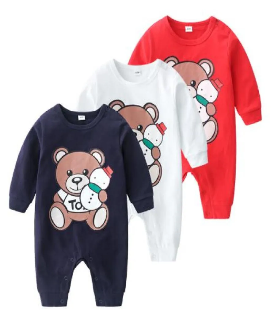 2020 Pasgeboren babykleding Peuter jongens Rompers Baby Boys Girls Suite Cartoon Bear Jumpsuit Leuke katoenen baby Boys Outfit Kids Clot4731421