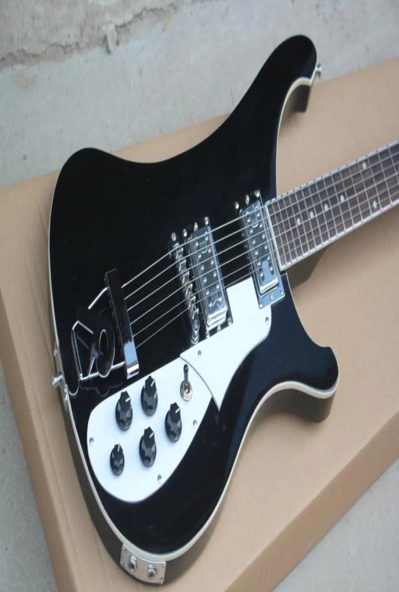 Super Rare 4003 Jetglo 6 Strings Black Electric Guitar Triangle Mother of Pearloid Fighting Inlay Top Spelles8897366