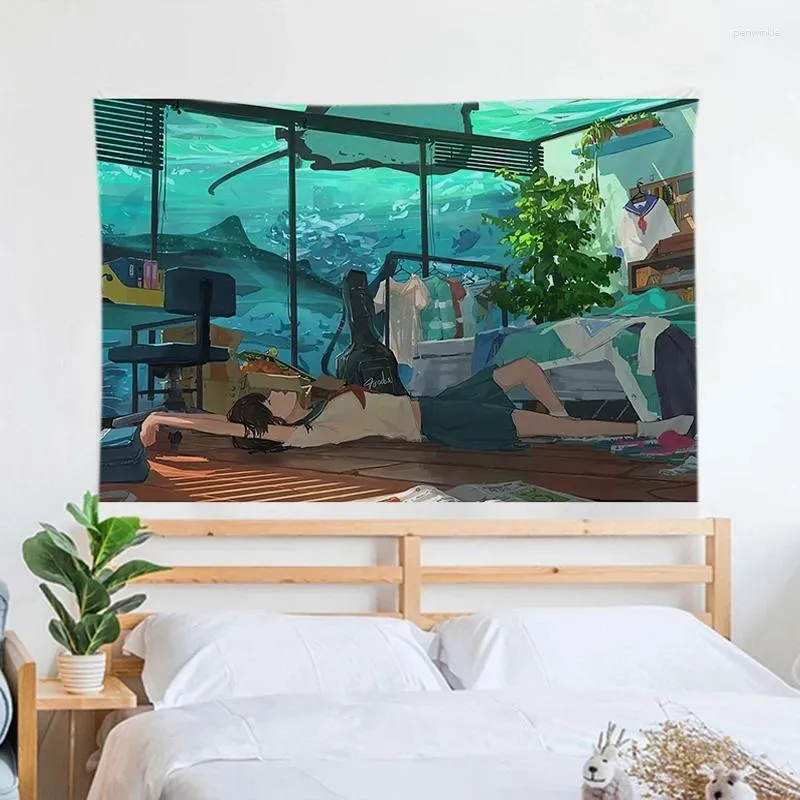 Tapestries Manga Girl Decor For Room Decors Aesthetic Po Paper On The Wall Tapestry Bedroom Decoration Home Decorations Art