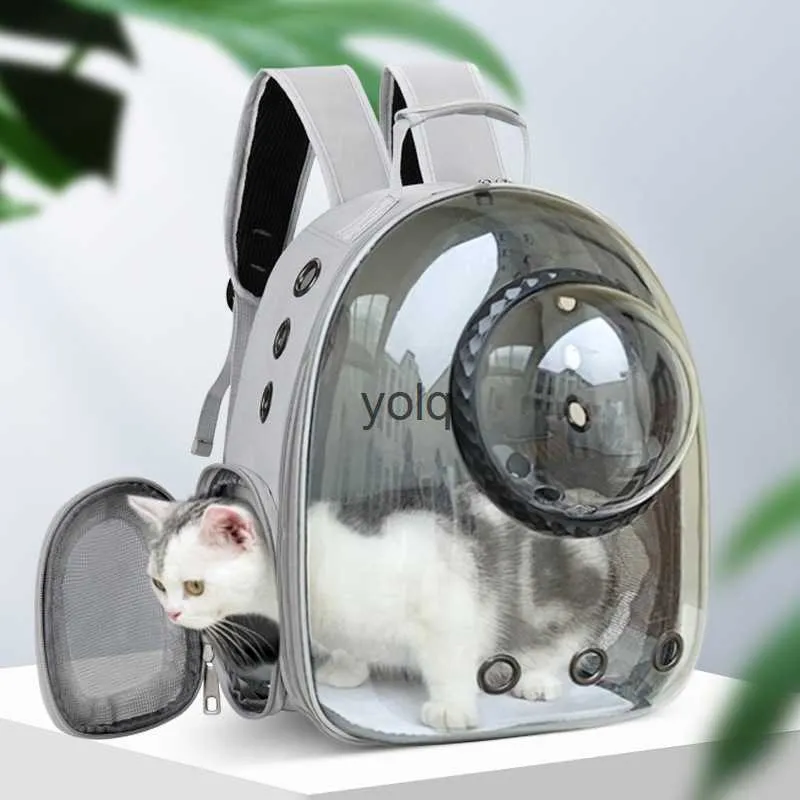 猫のキャリアクレートハウス屋外バックパック用の透明な透明なカプセルキャットバッグ通気性ペットアクティビティバックパックH240407