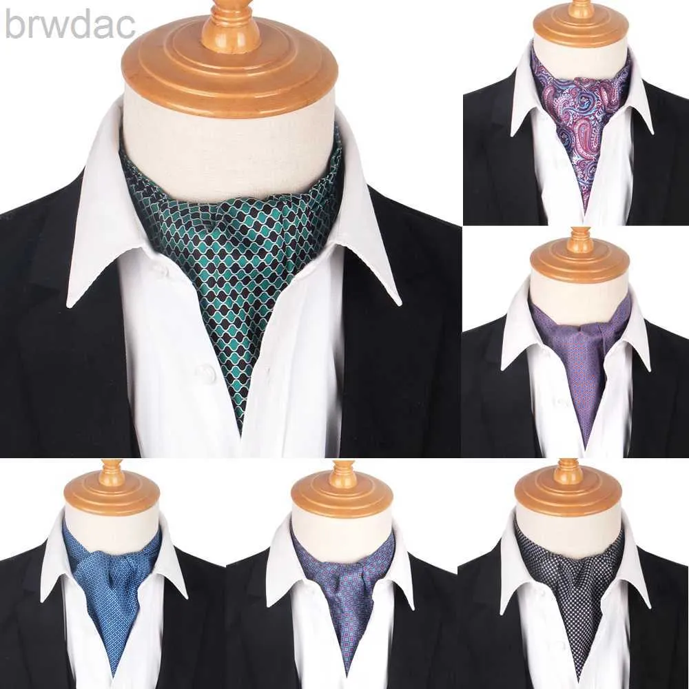 Coules de cou Nouveaux imprimés paisley hommes de noix de cajou noix de cajou cravat formel ascot scrunch self-britannique gentleman polyester soft cou cravate luxe 240407