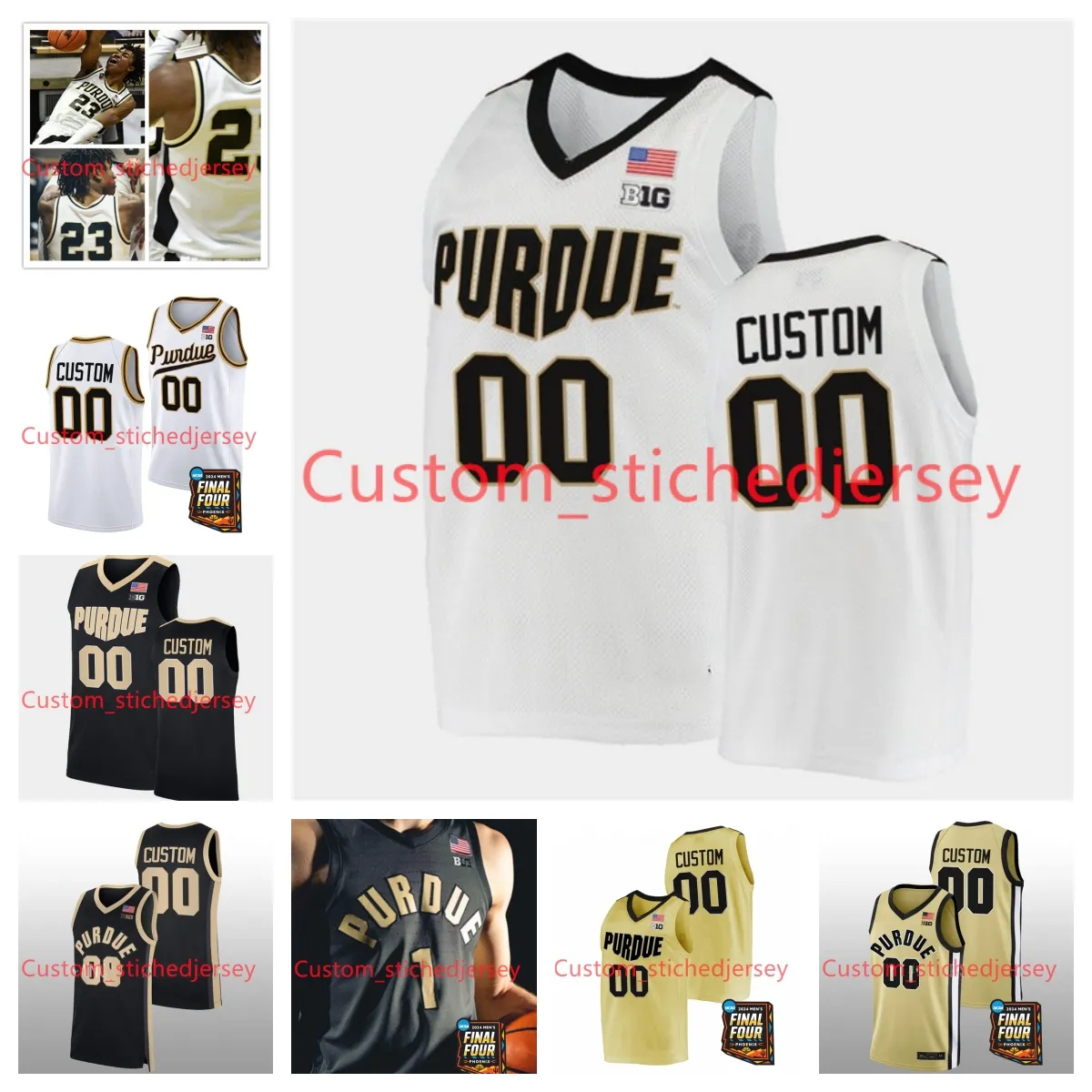 Carsen Edwards Jaden Ivey 2024 Final Four Purdue Basketball Jersey Evan Boudreaux Ryan Cline Kyle Ky Kyle Grady Eifert Matt Haarms Purdue Boilermakers Maglie