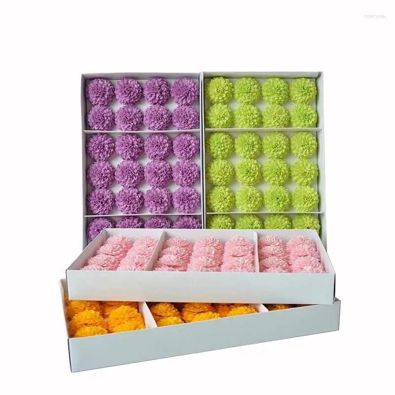 Decorative Flowers 28pcs Ping Pong Chrysanthemum Wedding Decoration Gift Box Bouquet Fragrant Soft Soap Flower