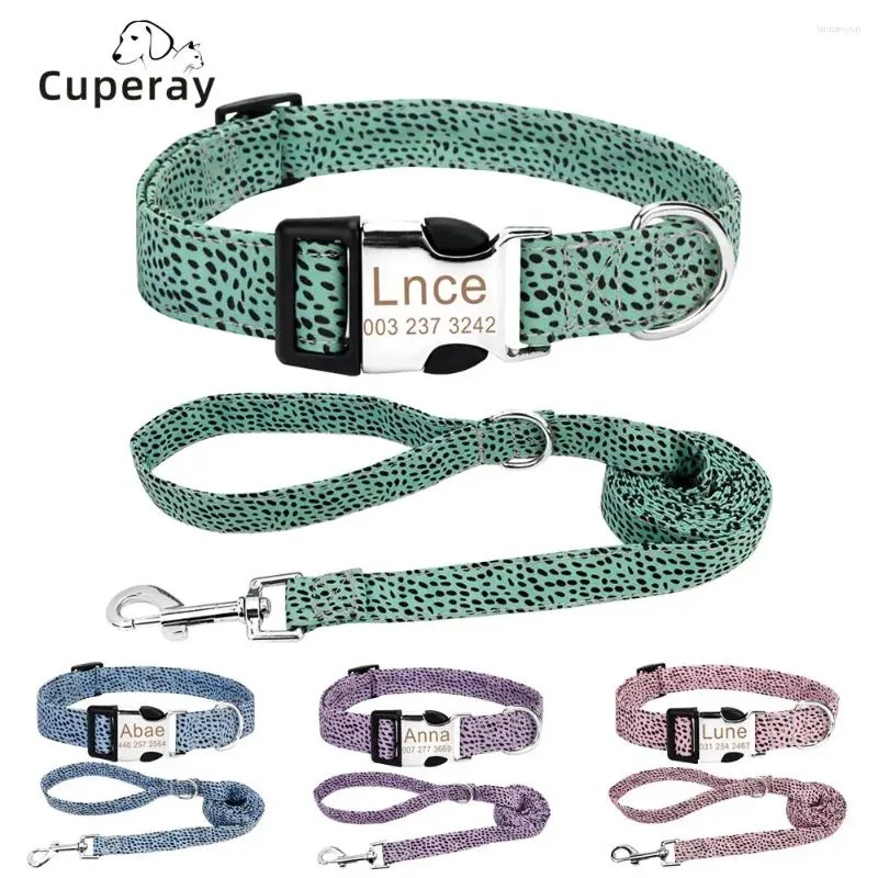 Dog Collars Collar and Leashセットコンボの安全性のための毎日の屋外ウォーキングランニングトレーニング小さなミディアム大きなカスタムネームプレートID
