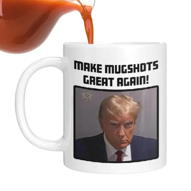 Trump Never Surrender Canecas Canecas Imagem Funny Coffee Cup for Juice Whisky 240407