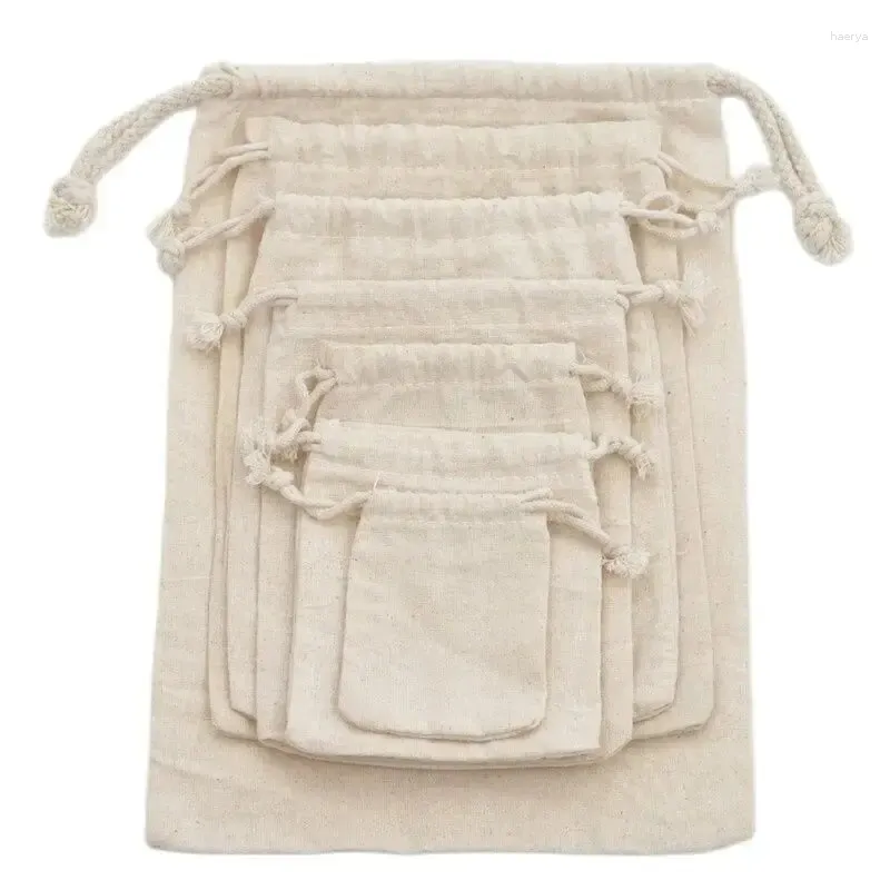 Sacs de rangement 10 PCS Home Kitchen Natural Cotton Christmas Gift Fabric Fabric Placons à crampons simples