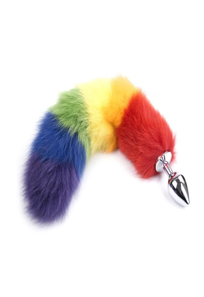 Nowy Rainbow Kolorowa wtyczka analna Ogon Faux Tail Butt Wtyczka Zwierzęta Rola Cat Tail Cosplay Cosplay Produkty erotyczne zabawki seksualne 07014882252