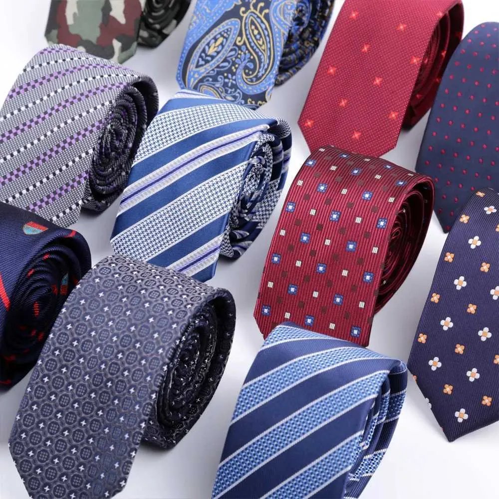 Naszyka Nowe ultra-cienkie 6 cm dekolt męski krawat męski stały kolor Polka kropka paski Jacquard wiązka biznesowa