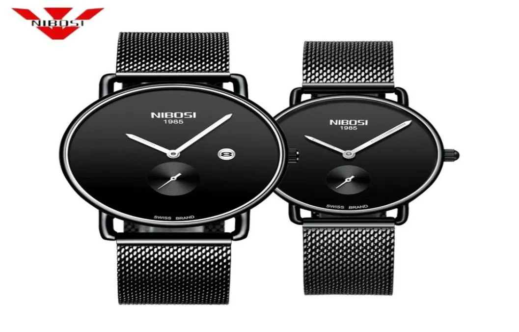 Nibosi Brand Luxury Lover Assista Par Partemente Homens de Água Mulheres Casal Assista a Pulseira Male Male Bracelete Male Masculino Masculino2505882264