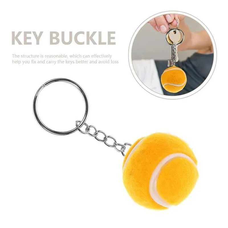 Keychains Lanyards of artificial 3D tennis pendant keychain cute Q240403