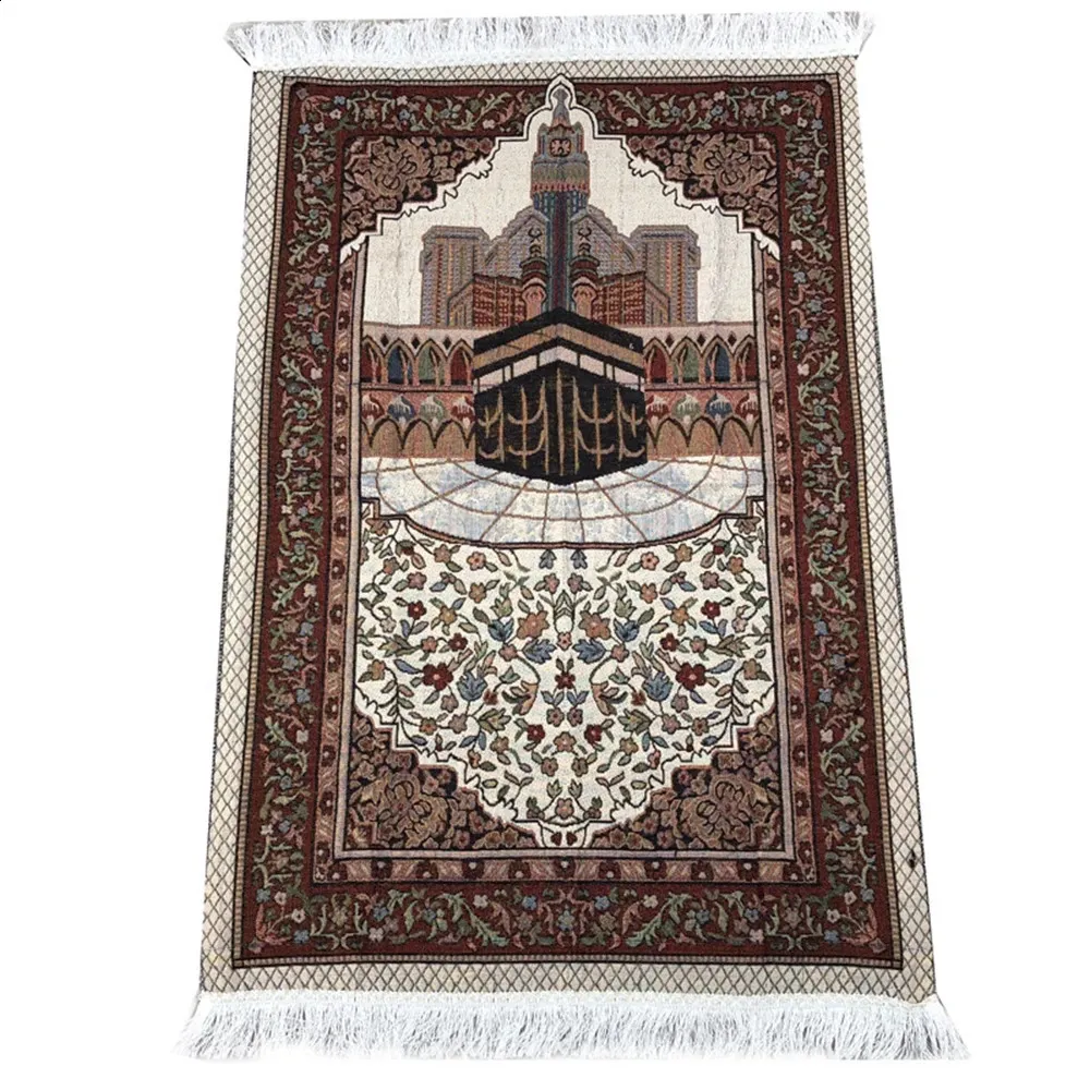 Müslüman Dua Halı İslami Halı Mat Müslüman Dua Tapis de Priere İslam Örgülü Paspaslar Vintage Desen Eid Halılar Tassel Dekor 240403