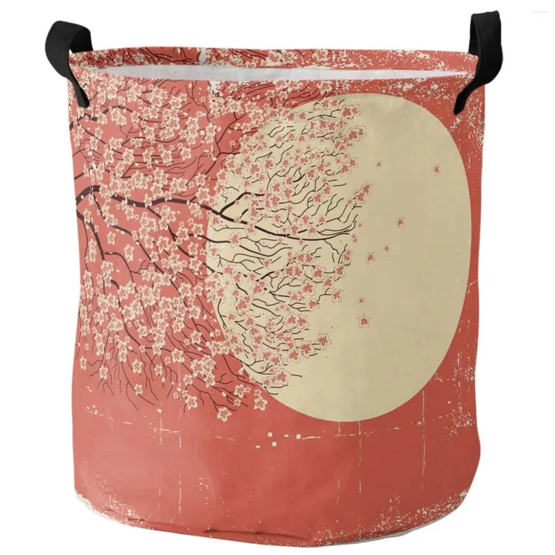 Bolsas de lavandería Cereza de cerezos Blossom Moon Basket Dirty Dirty Impermeable Organizador Home Organizador Niños Almacenamiento de juguetes