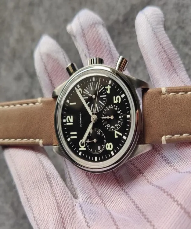 Vintage Chronograph Men Watch zegarek 41 mm mechaniczny wodoodporny automatyczny ruch Grand Ojciec Prezent Orologio Di Lusso5695487