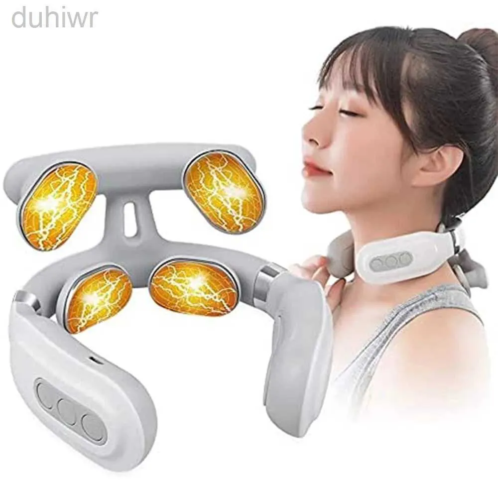 Full Body Massager 4 Heads Neck Massager Shoulder Cervical Massager Multifunctional Electric Hot Compress Pulse Neck Protector Rechargeable Massage 240407