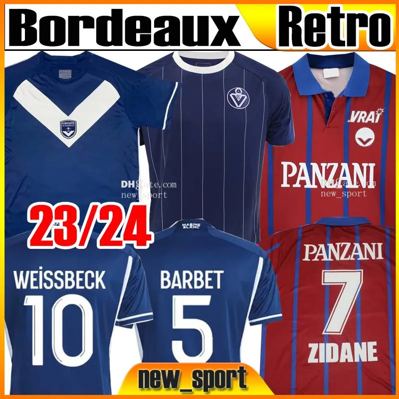 23 24 24 Girondins de Bordeauxs Soccer Jerseys Fan Wersja Retro Zidane #7 Bakwa Badji Josh Maja Mwanga 2023 2024 Home Blue Shirt Men Football Shirts