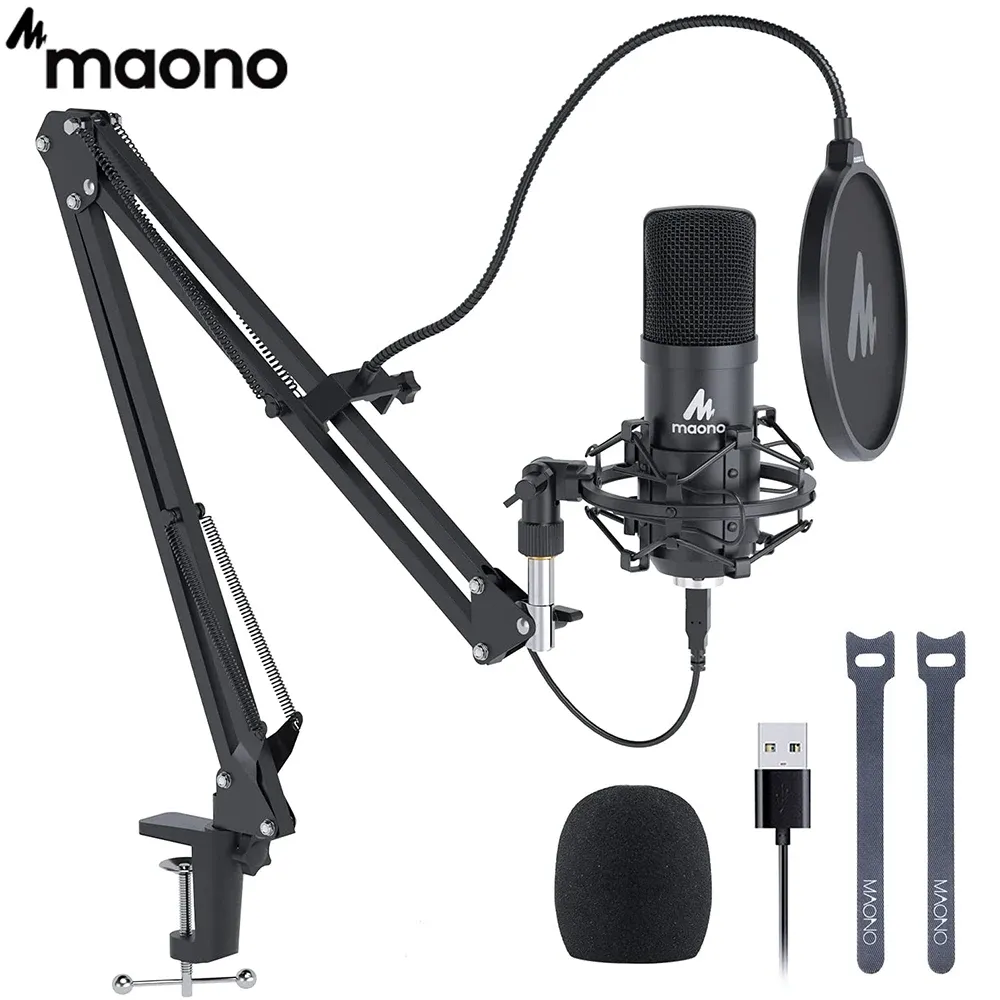 마이크 MAONO USB 마이크 키트 전문 PC 192kHz/24 비트 PC 가라오케 유튜브 스튜디오 레코딩 마이크로폰 A04