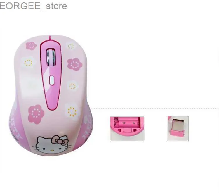 MICE CARTOON CARTON PINK WIRESS ORDERNE MINI Gift Mause 1600DPI PC MOUSE CONDUITE 2,4 GHz USB Girl Optical ordinateur portable Y240407