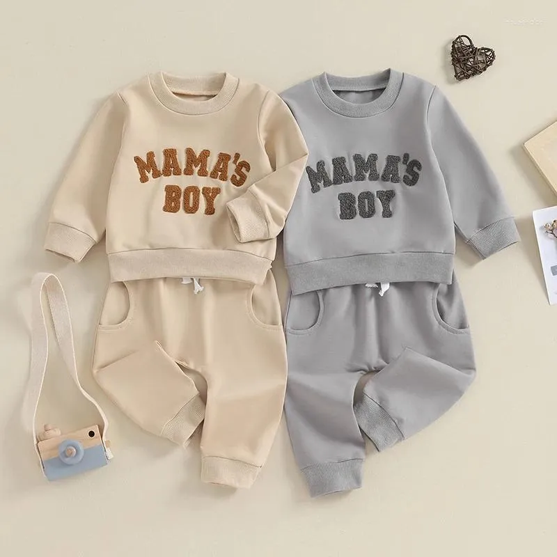 Kläderuppsättningar födda småbarn Baby Boy Fall Winter Outfits Letter Crewneck Sweatshirt Casual Pants Set 2st Clothes