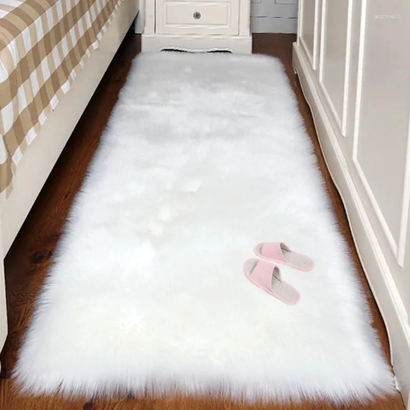 Tapis rectangular laitation en laine tapis chambre chambre salon canapé floor blanc mou gris blanc doux