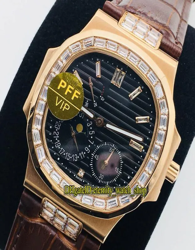 PFF V2 Yükseltme Versiyon Sport 5724R001 Moon Faz Güç Rezervi Siyah Dial Otomatik 5712 Erkekler Diamond 904L Çelik Sonsuzluk W6630399