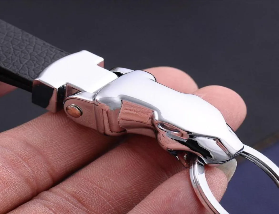 Jaguar Vw Skoda Hyundai Leopard Panther Metal Leather Keyring Keychain Key Ring Chain Buckle2936476