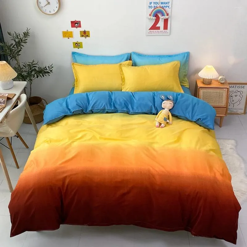 Bedding Sets Evich Set Sunset Gradient Fashion High Quality 3 Piece Quilt Cover Pillowcase Multi Size In Season Bedroom Homeware