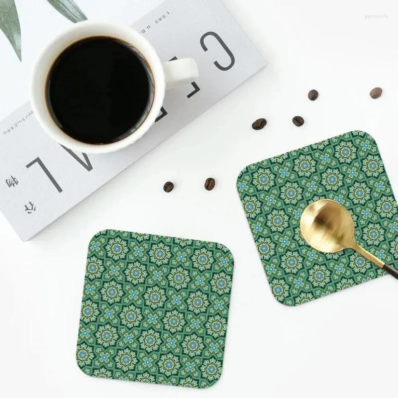 Tafelmatten Ramadan Mubarak Patroon Coasters Keuken Placemats Waterdichte isolatie Cup Coffee voor Decor Home Telware Pads Set van 4