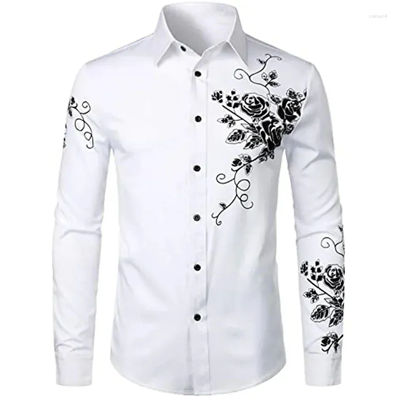 Chemises décontractées pour hommes Summer 2024 Fashion Luxury Social Button Social Bouton Modèle à manches longues imprimées S-6XL