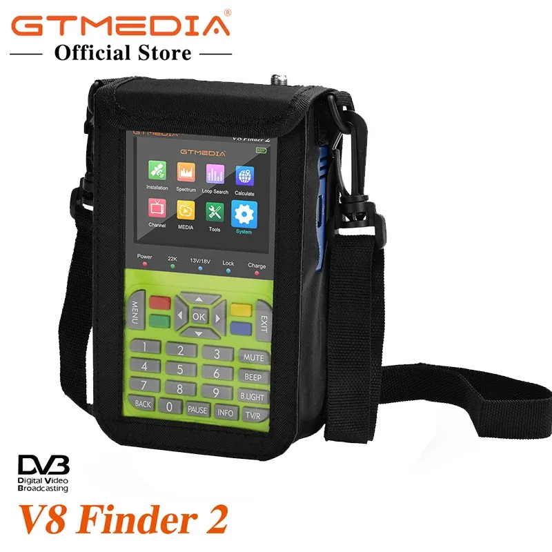 Box GTMedia original V8 Finder 2 Satfinder Digital Satellite Finder DVBS2X 1080P Récepteur HD Récepteur de signal TV SAT Decoder + sac