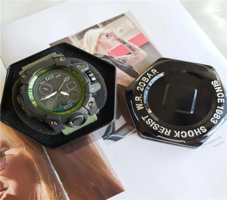 Brotte de caoutchouc vert armée montre Luxury Black Gold Men039s Sports Marque Watch GA Nouveau Direct 400 ALARME ALLAPPORHIER6352370